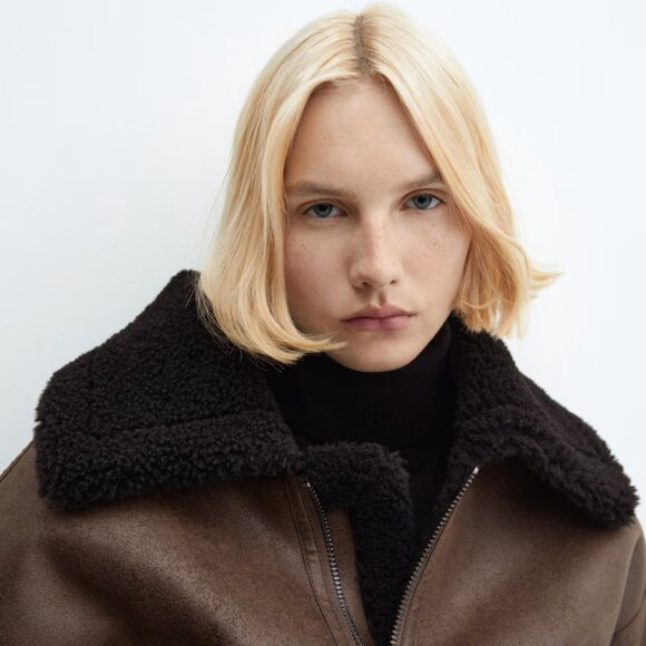 Mango Brown and Black Shearling Jacket - Picture 4 of 9